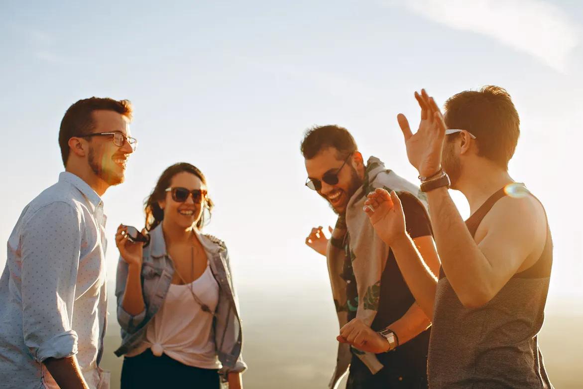 Church members connecting and talking together